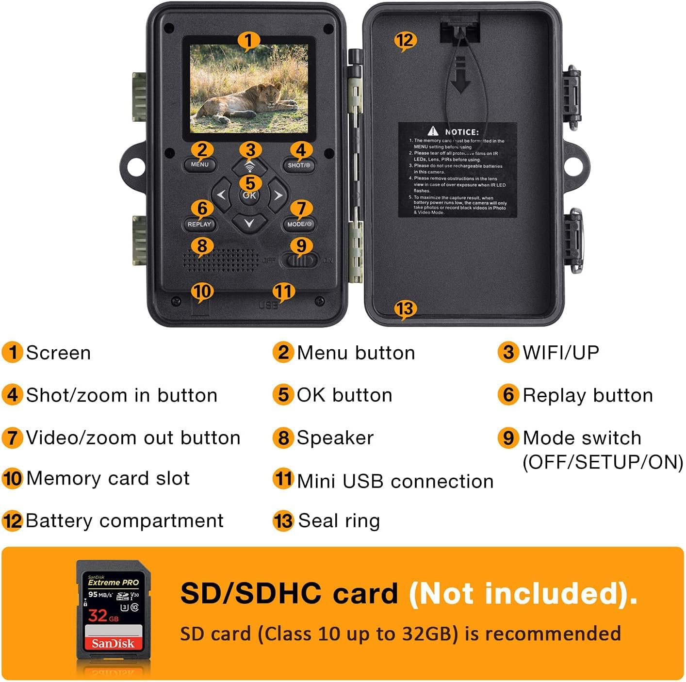 24MP 1296P WIFI Trail Camera with 120° Wide-Angle Night Vision Infrared Motion Sensor IP66 Waterproof S21302