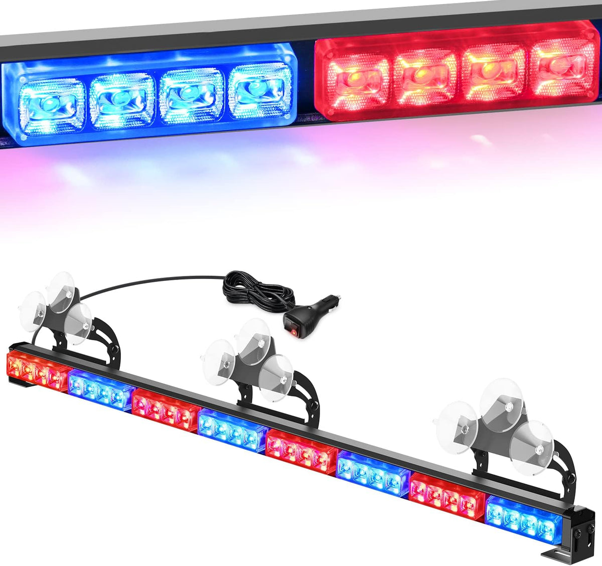 35Inch 32LED Traffic Advisor Strobe Light Bar with Cigar Lighter X361039