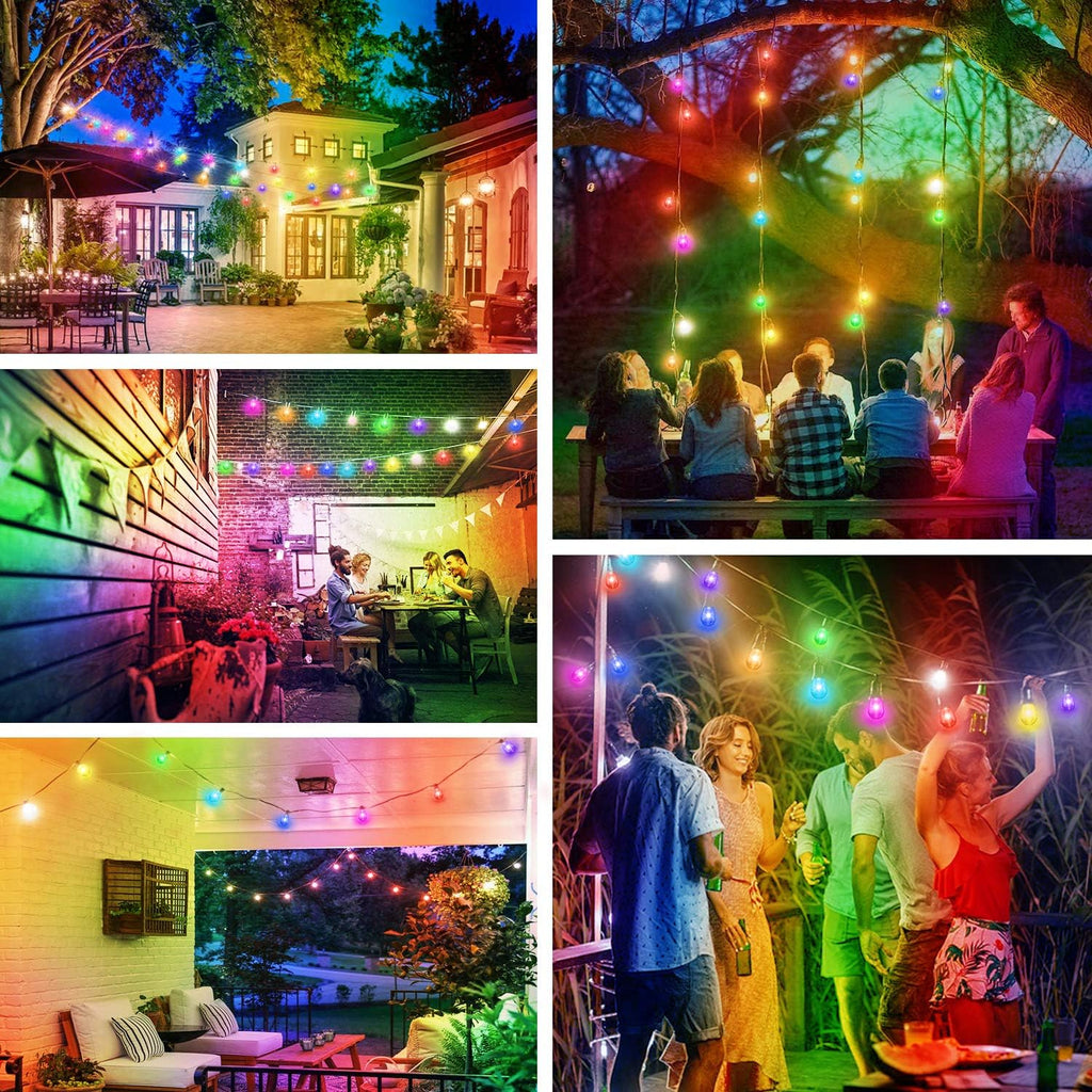 2-Pack RGB Outdoor String Lights with S14 Edison Bulbs 96FT T8198