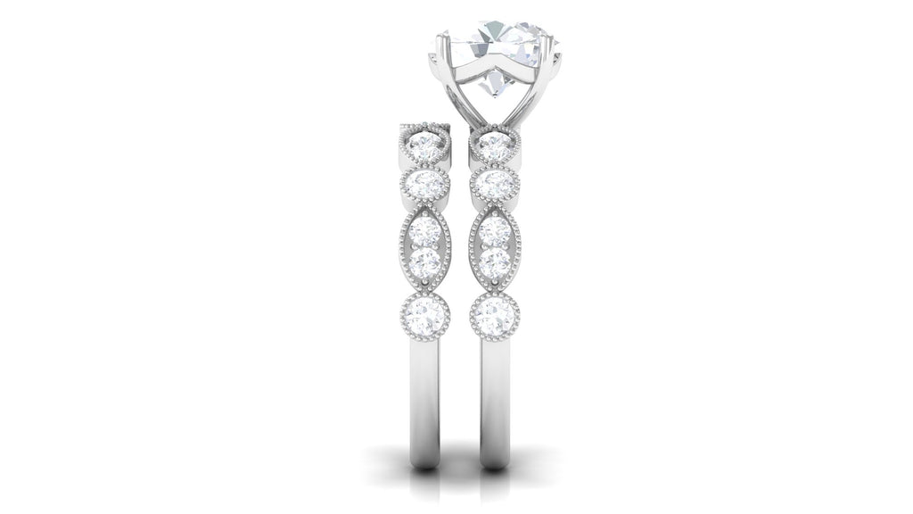 Moissanite Wedding Ring Set, 925 Sterling Silver, 4 Carat R413926