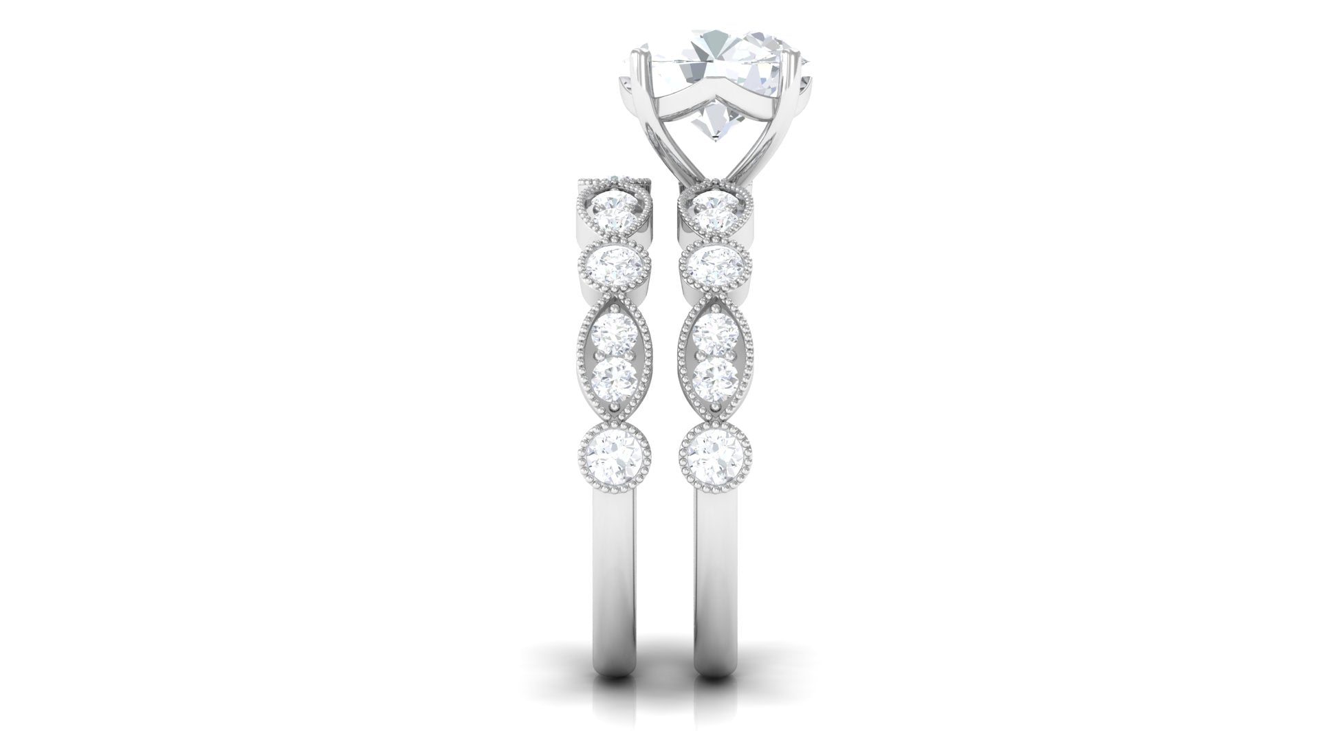 Moissanite Wedding Ring Set, 925 Sterling Silver, 4 Carat R413926