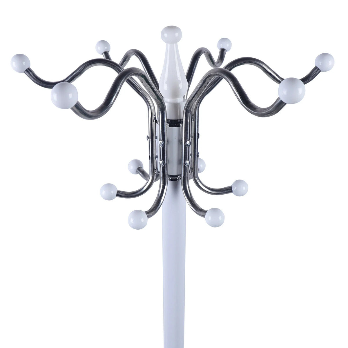4 Tier White Coat Rack with 16 Hooks A4132
