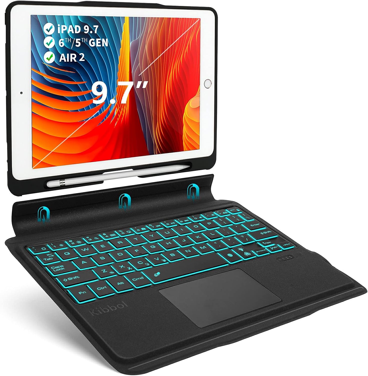 Black Detachable Bluetooth Keyboard Folio for iPad 10.2 9th Generation/8th/7th Gen, Pro 10.5, Air 3 G19592