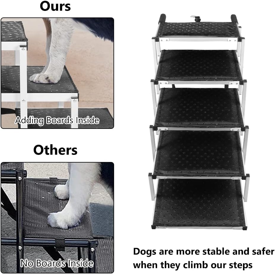 Foldable Aluminum 5 Steps Dog Stairs with Non-Slip Surface B40870
