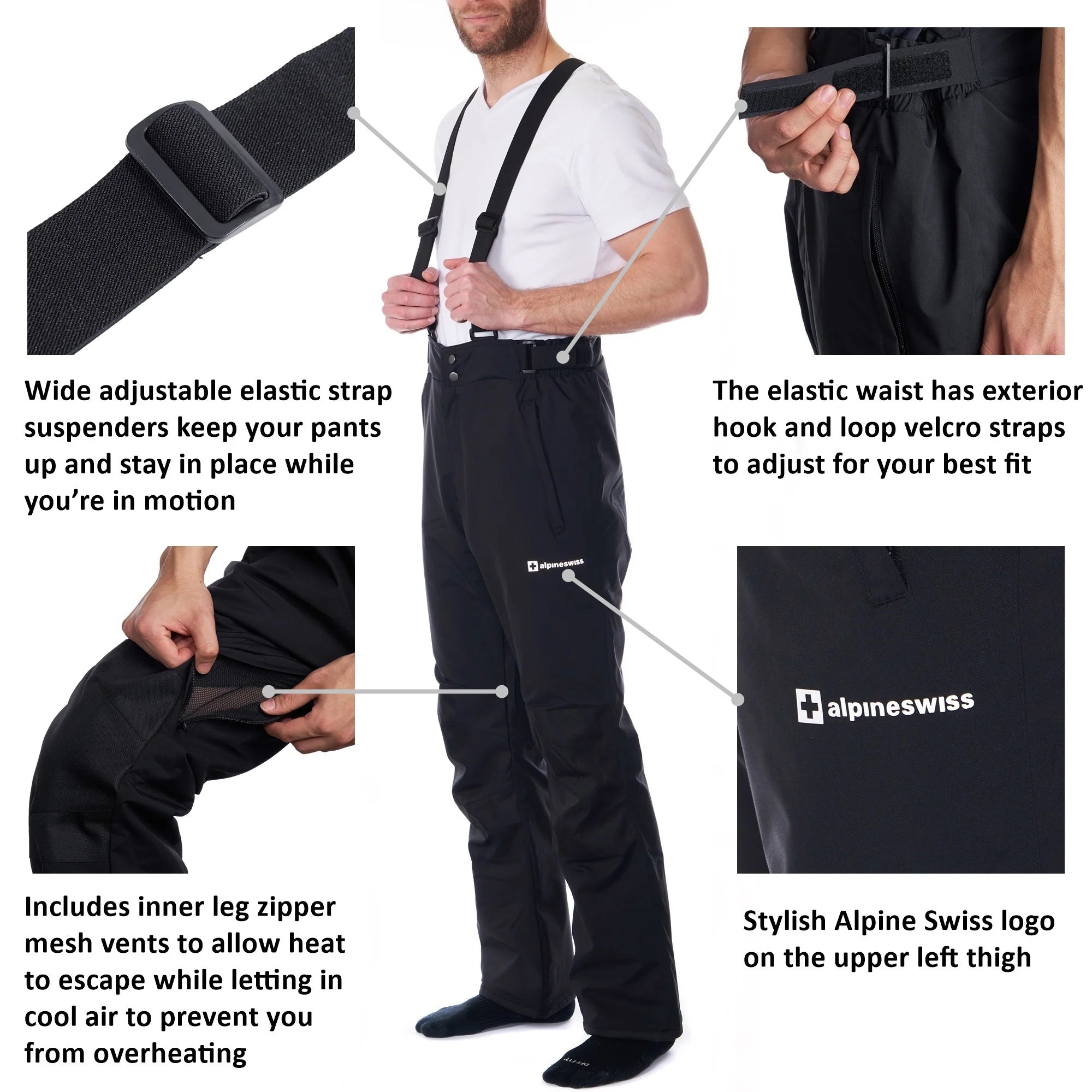 Waterproof Snowboard Ski Snow Pants with Removable Suspenders B8429