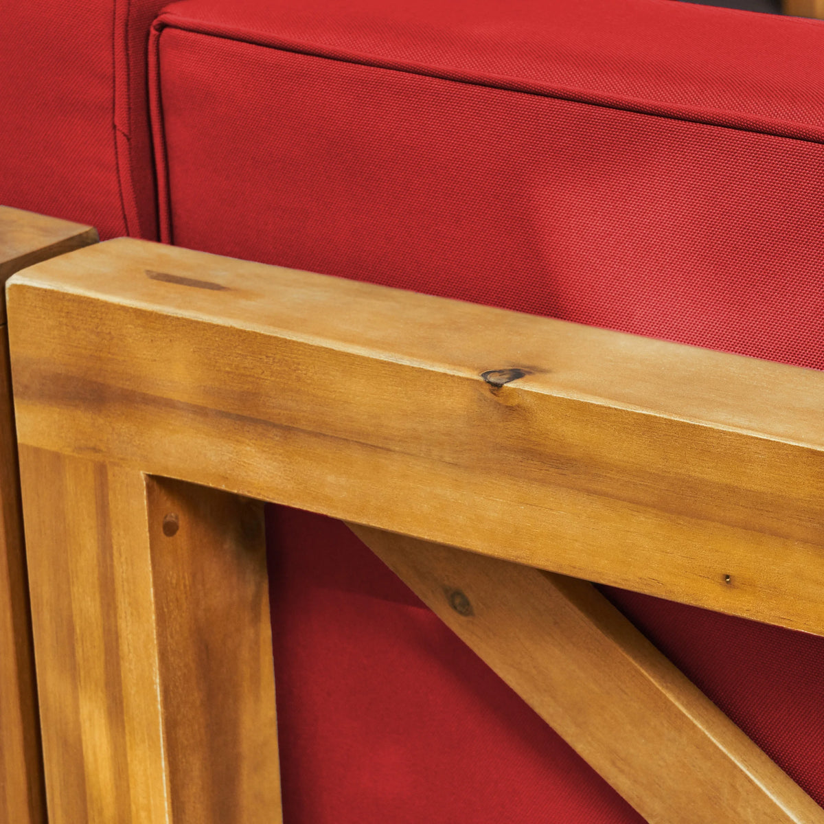 Brown Acacia Wood Sectional Loveseat with Coffee Table R1566