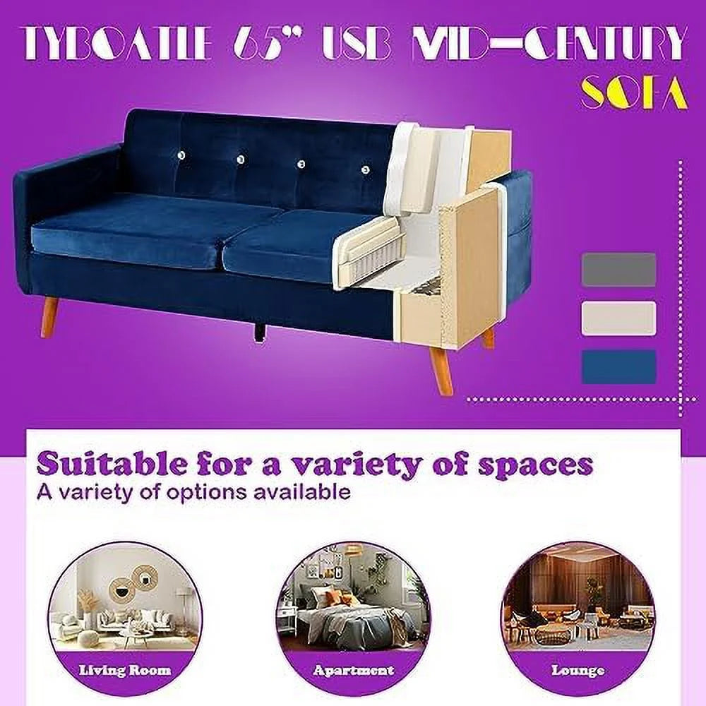 Light G Chenille Tufted 2-Seater Loveseat Sofa with USB Charging Ports R228976