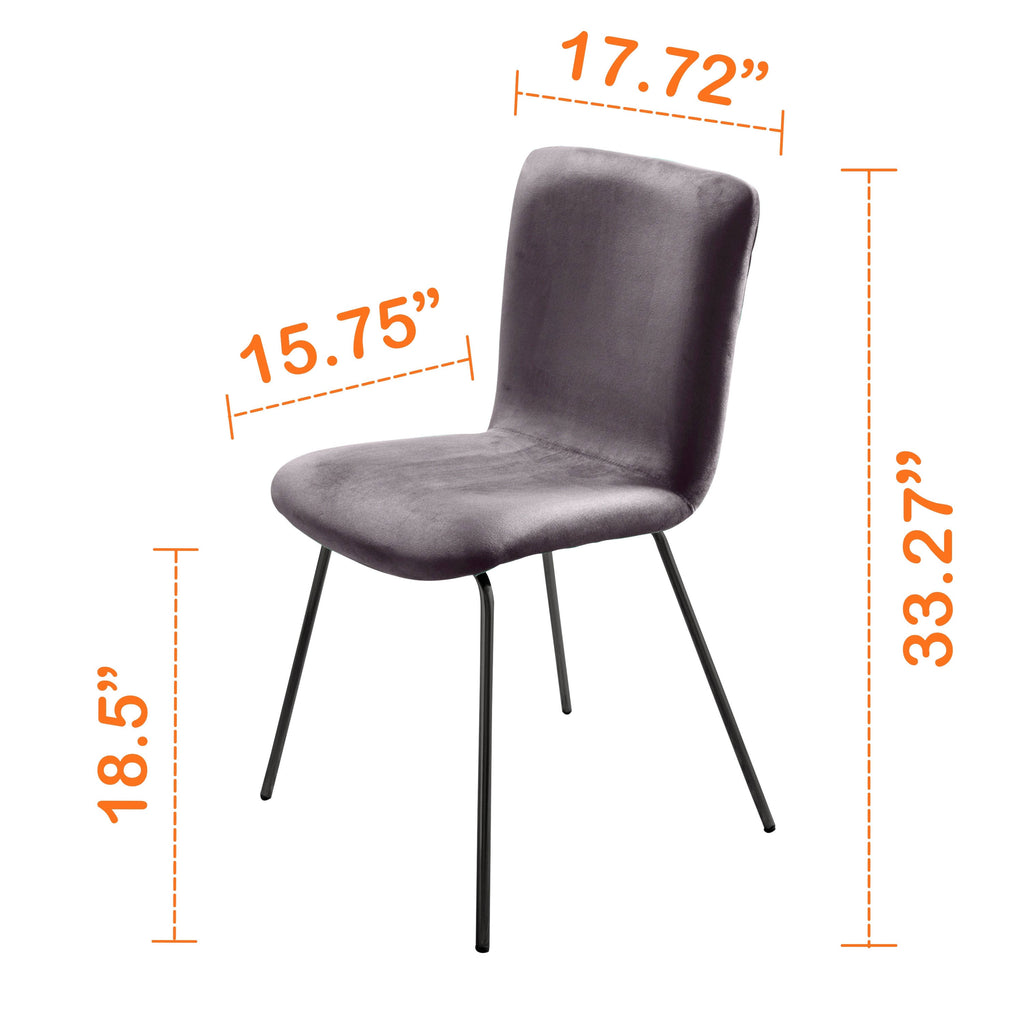 Set of 2 Velvet Dining Chair with Black Metal Legs A952