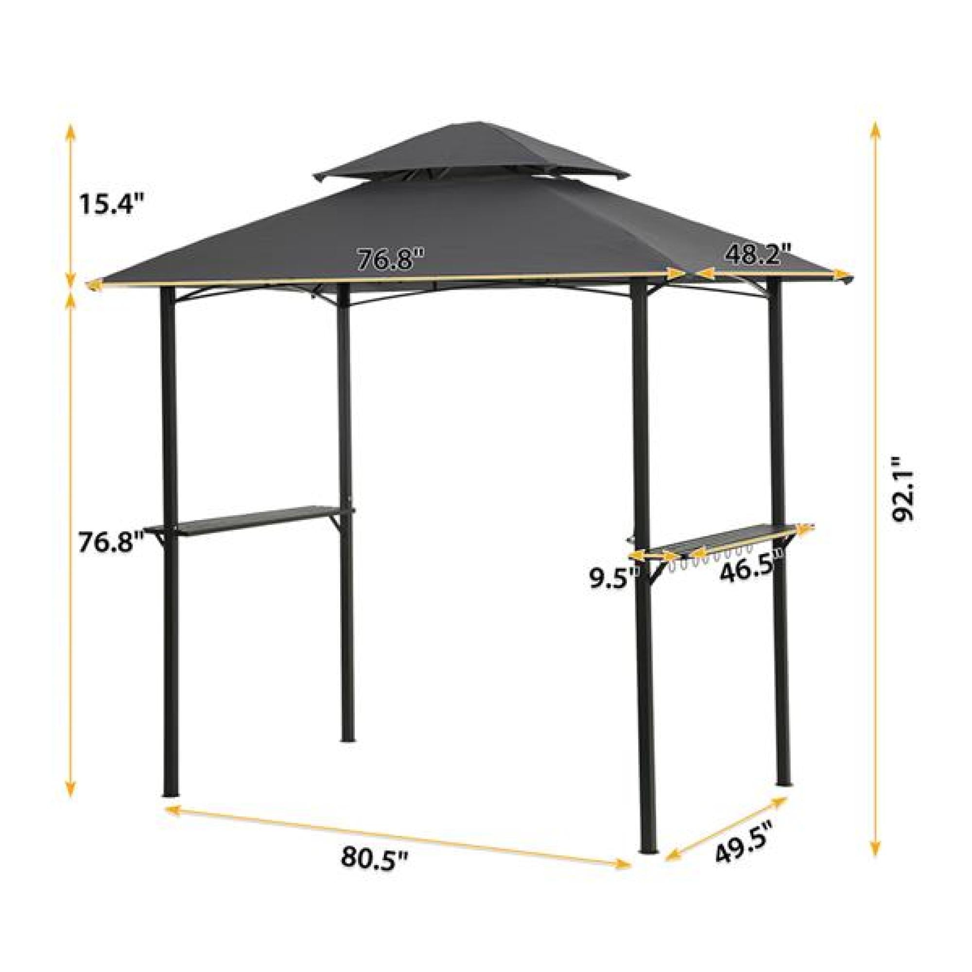 Grey Outdoor Grill Gazebo with Steel Frame G9047