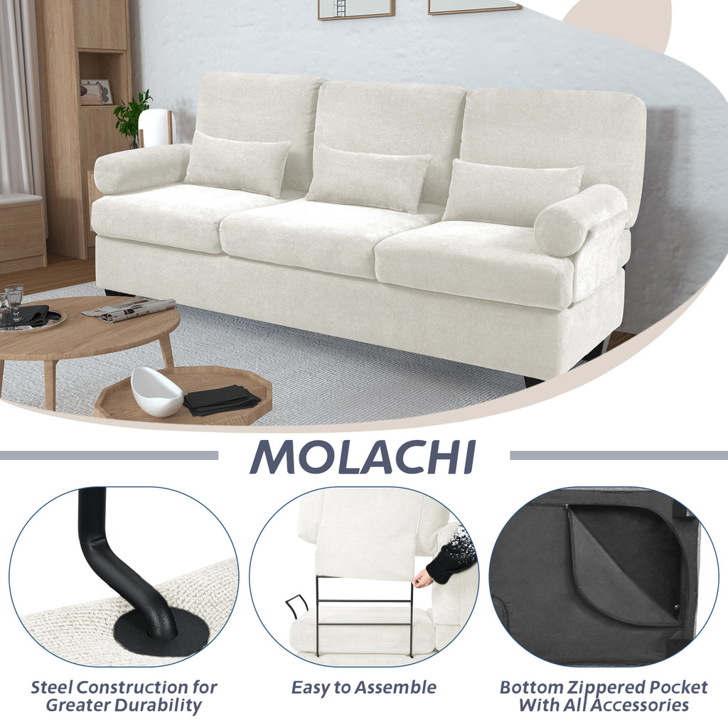 82" 3-seat Deep Seat Sofa with 3 Soft Pillows Z9426