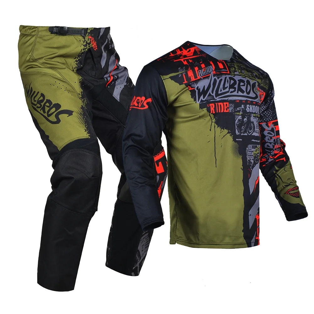 Youth Motocross Jersey Pants Combo Set Brown X7461