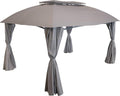 Gray Rectangle Patio Gazebo with Screens and Privacy Walls R313