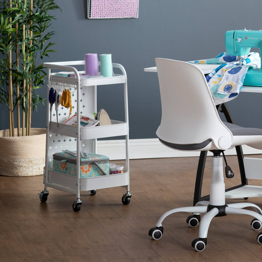 White 3-Tier Metal Utility Cart V739329
