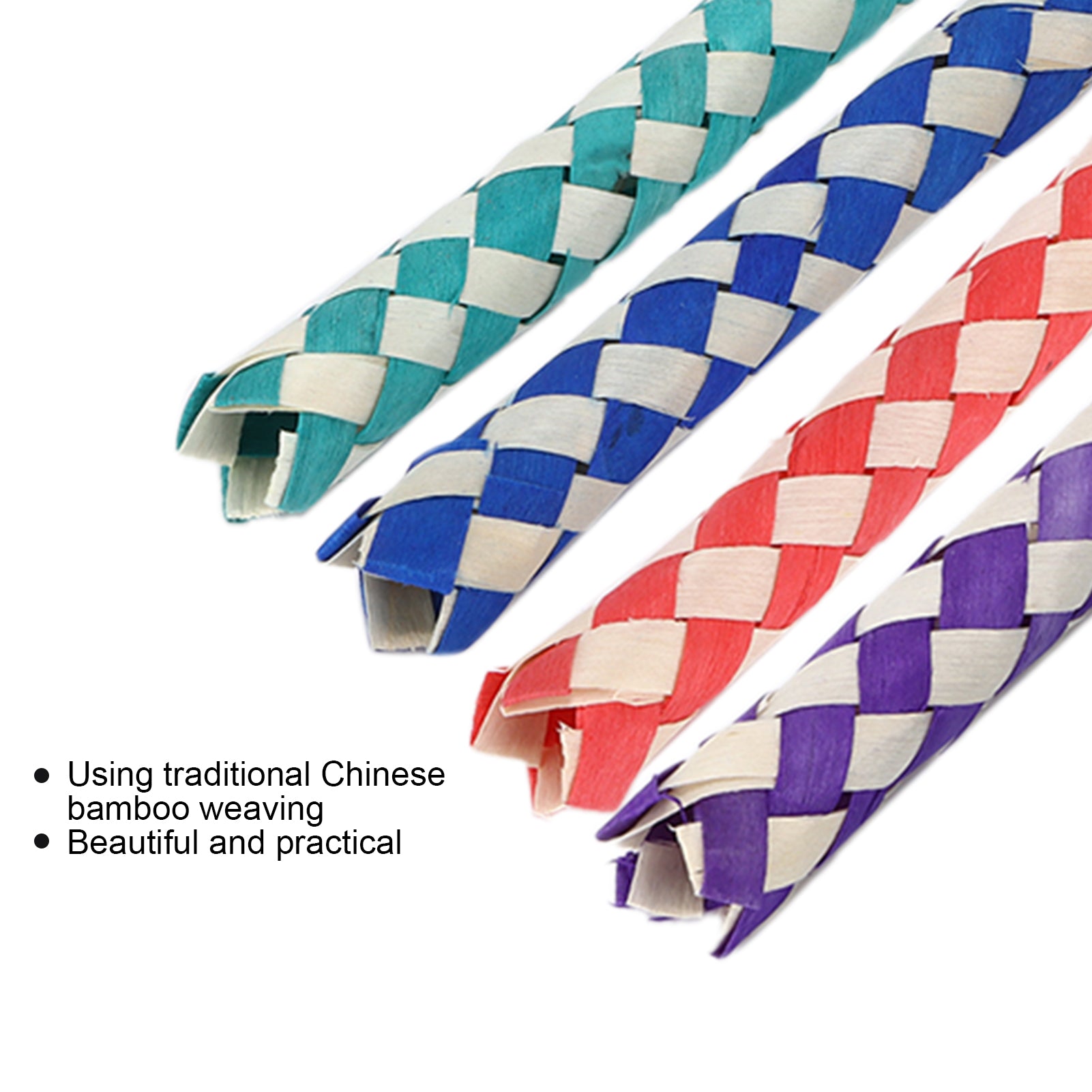 Classic Chinese Bamboo Finger Traps, Bulk Pack of 24, Assorted Colors E35363