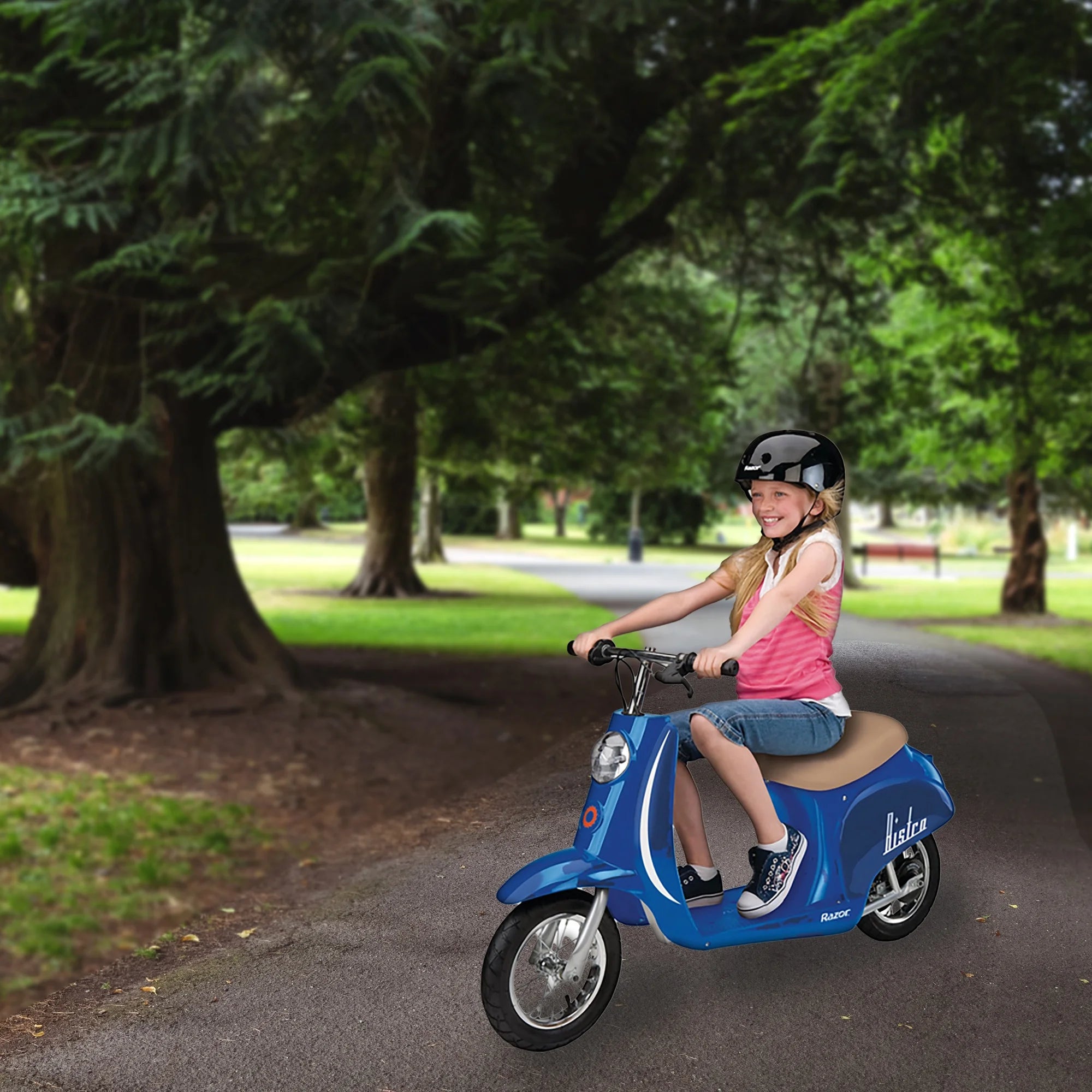 Blue 24V Electric Kids Ride On Retro Scooter O995433