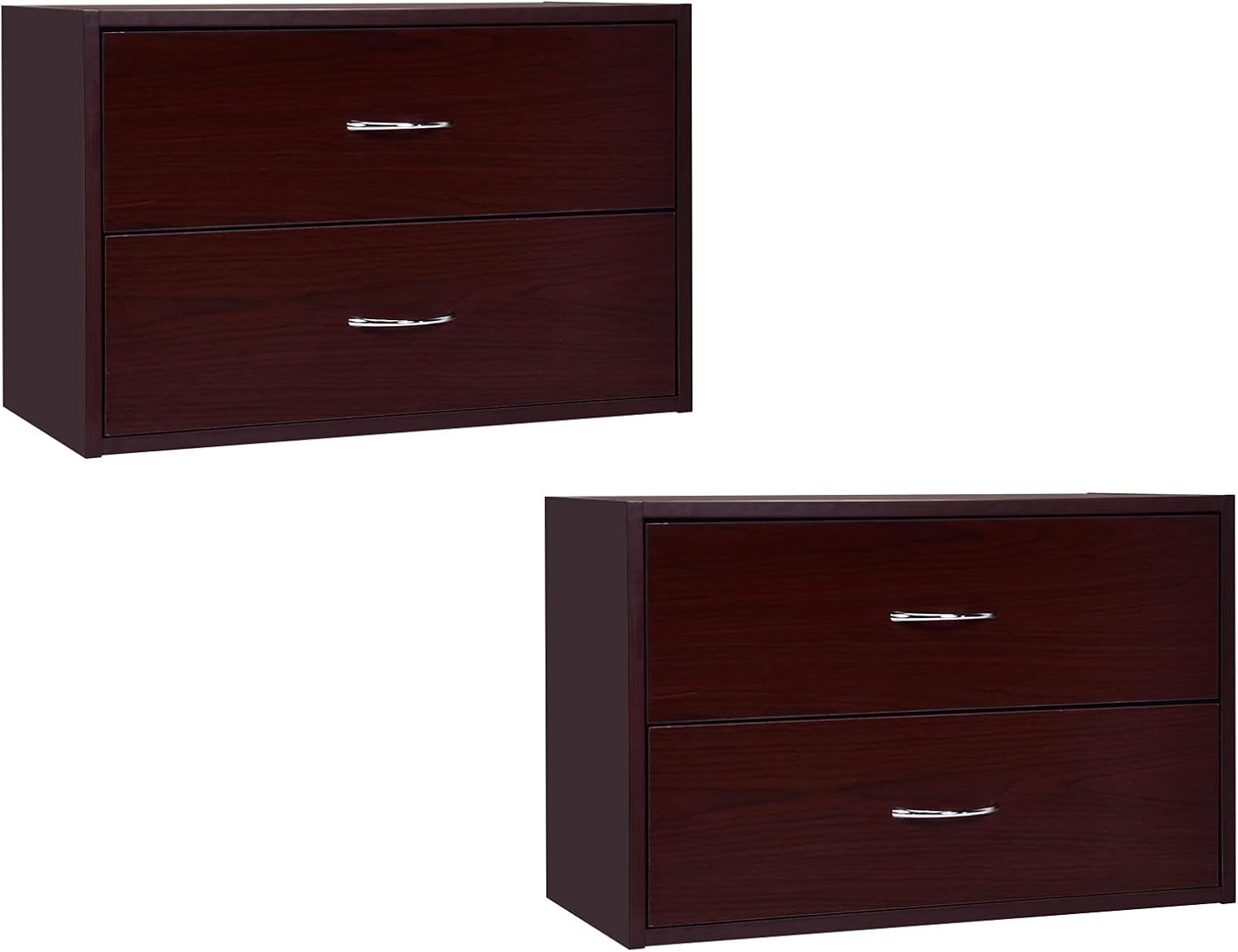 2-Drawer Brown Stackable Storage Cabinet with Handles K700320