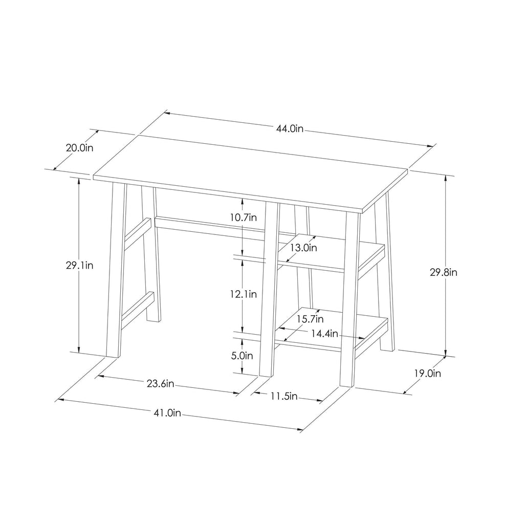 Trestle Wood Writing Desk with Storage T130264