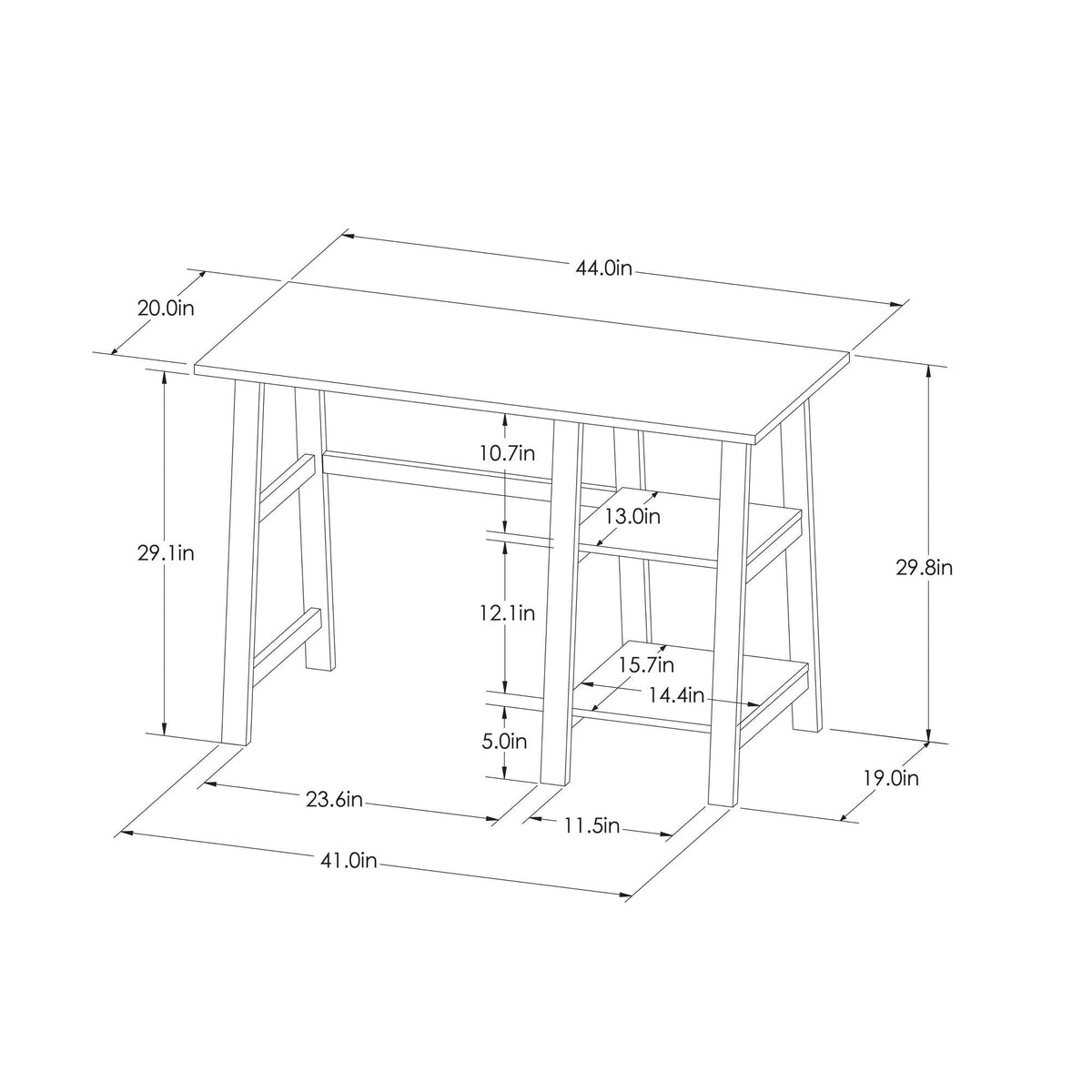 Trestle Wood Writing Desk with Storage T130264