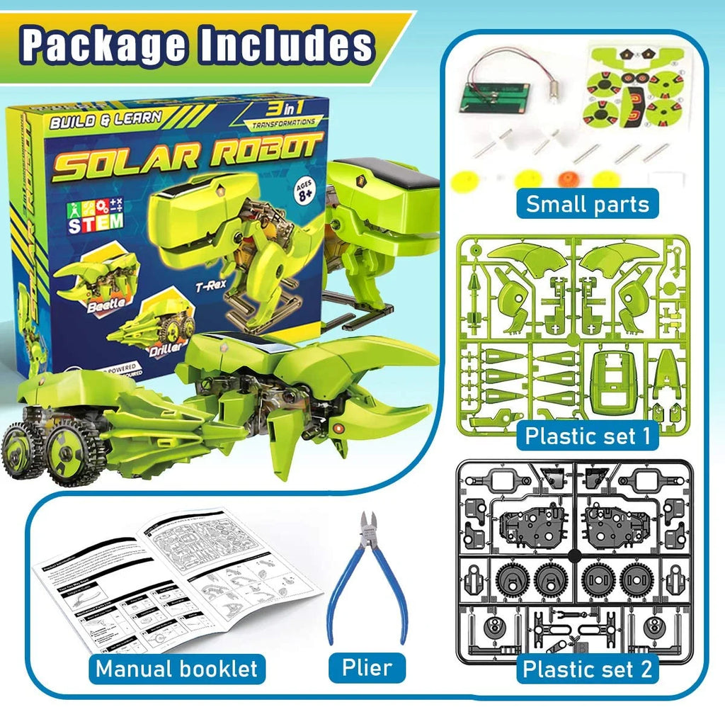 STEM Robots Building Educational Toys Science Kit 3 in 1 Solar Dinosaur Desk Robot T290