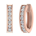 14K Rose Gold Channel Set Diamond Hoop Earrings D597282