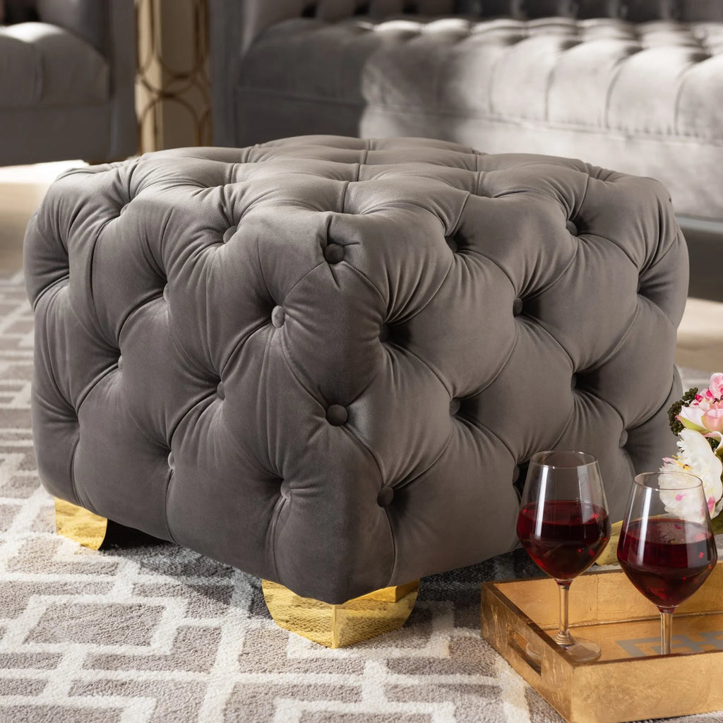 Royal Blue Velvet Ottoman F900