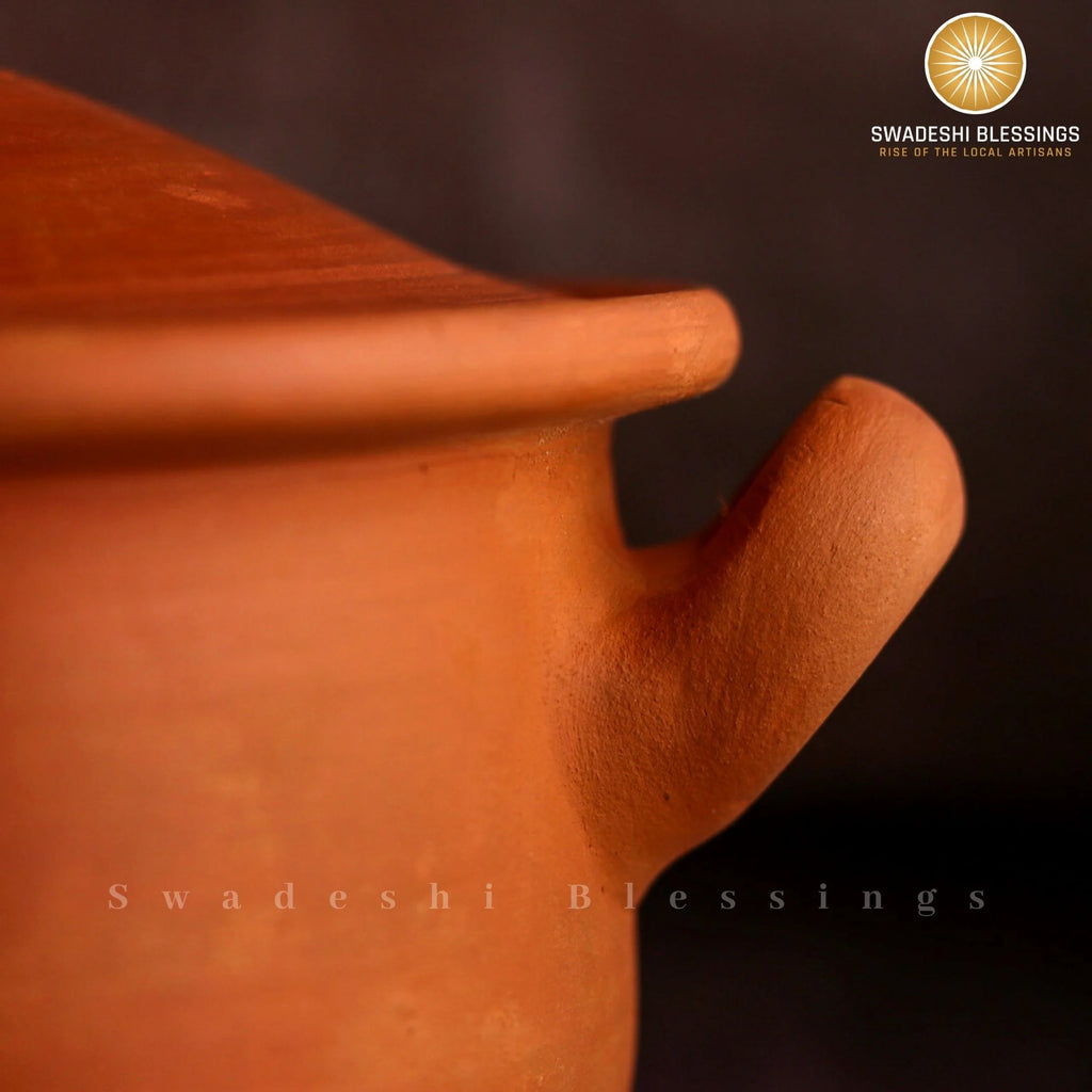 Unglazed Clay Pot with Lid Combo 2.5 & 3.5L Earthen Kadai D746