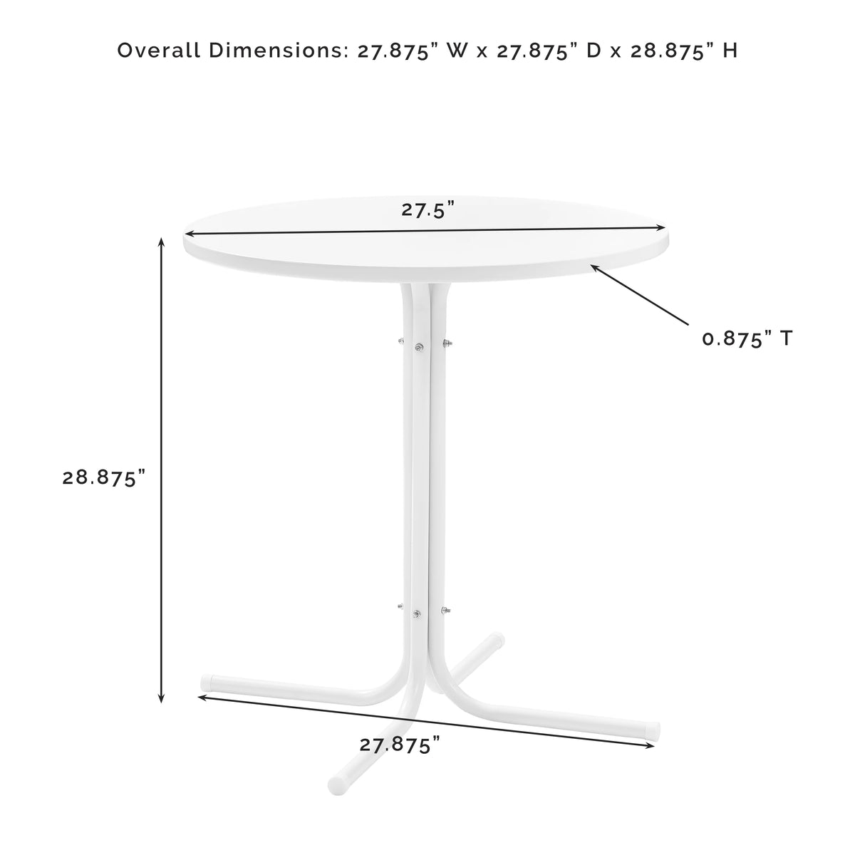 White Satin Metal Outdoor Bistro Table N9385