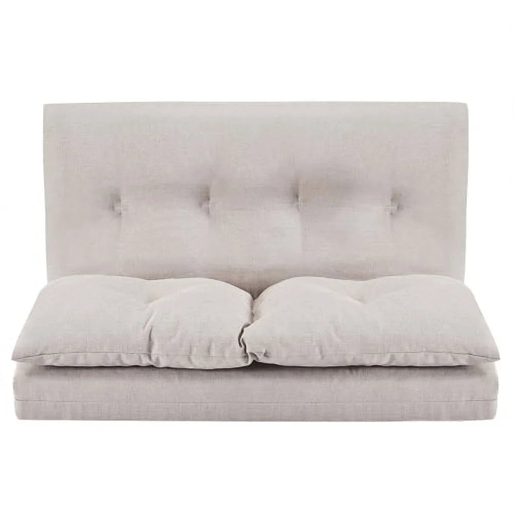 Beige Fabric Folding Chaise Lounge Sofa Floor Couch Q36774