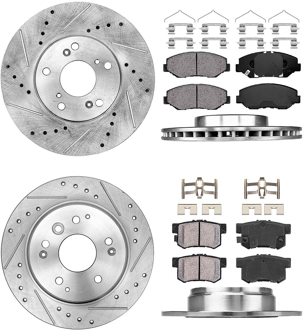 FRONT 282mm + REAR 282mm D/S 5 Lug Rotors + Brake Pads + Clips Z736