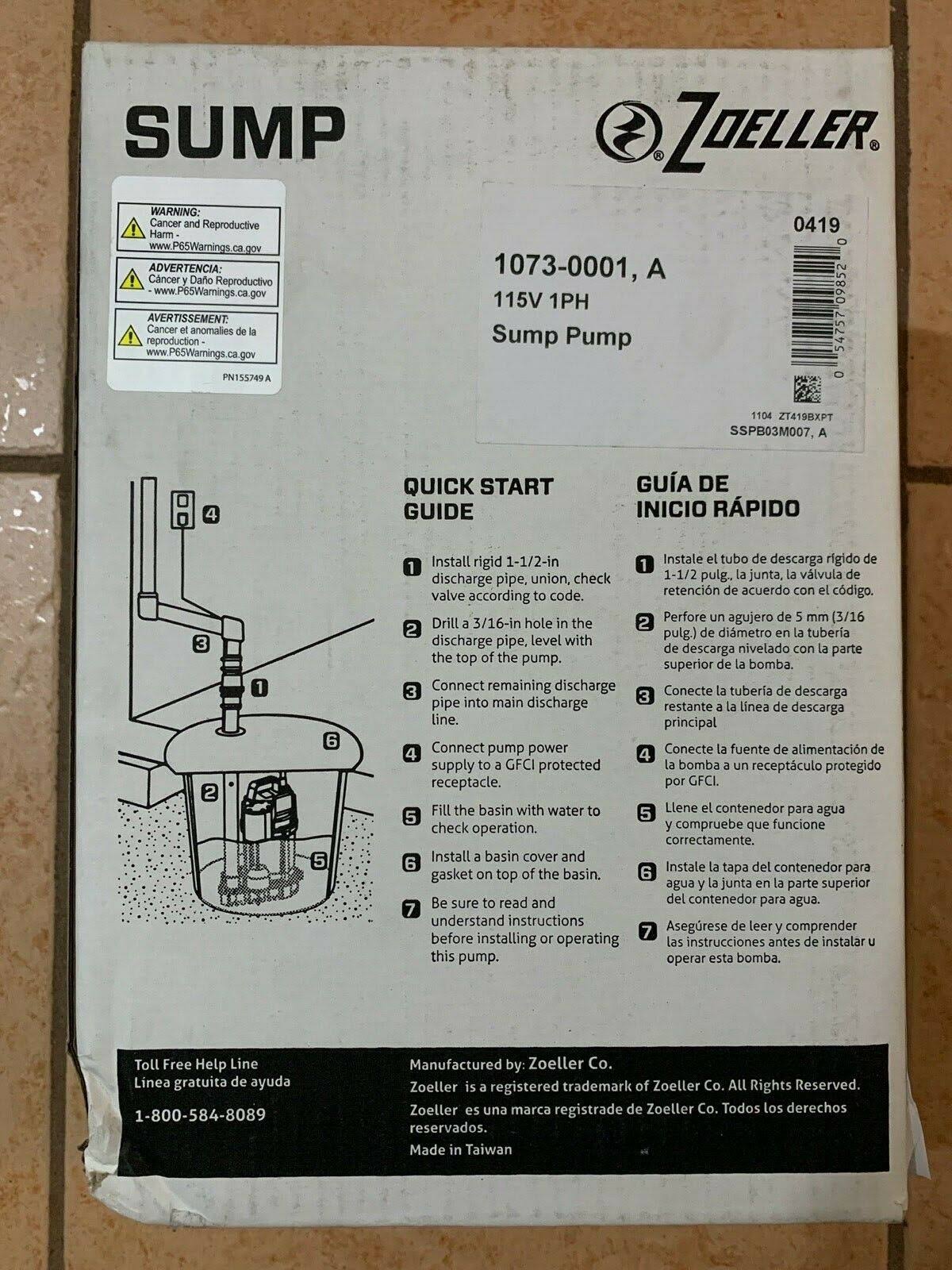 1/3 HP Cast Iron Submersible Sump Pump V517