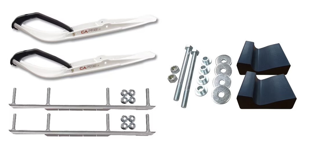 White Razor Snowmobile Skis with 7.5" Shaper Bars Complete Kit S7791