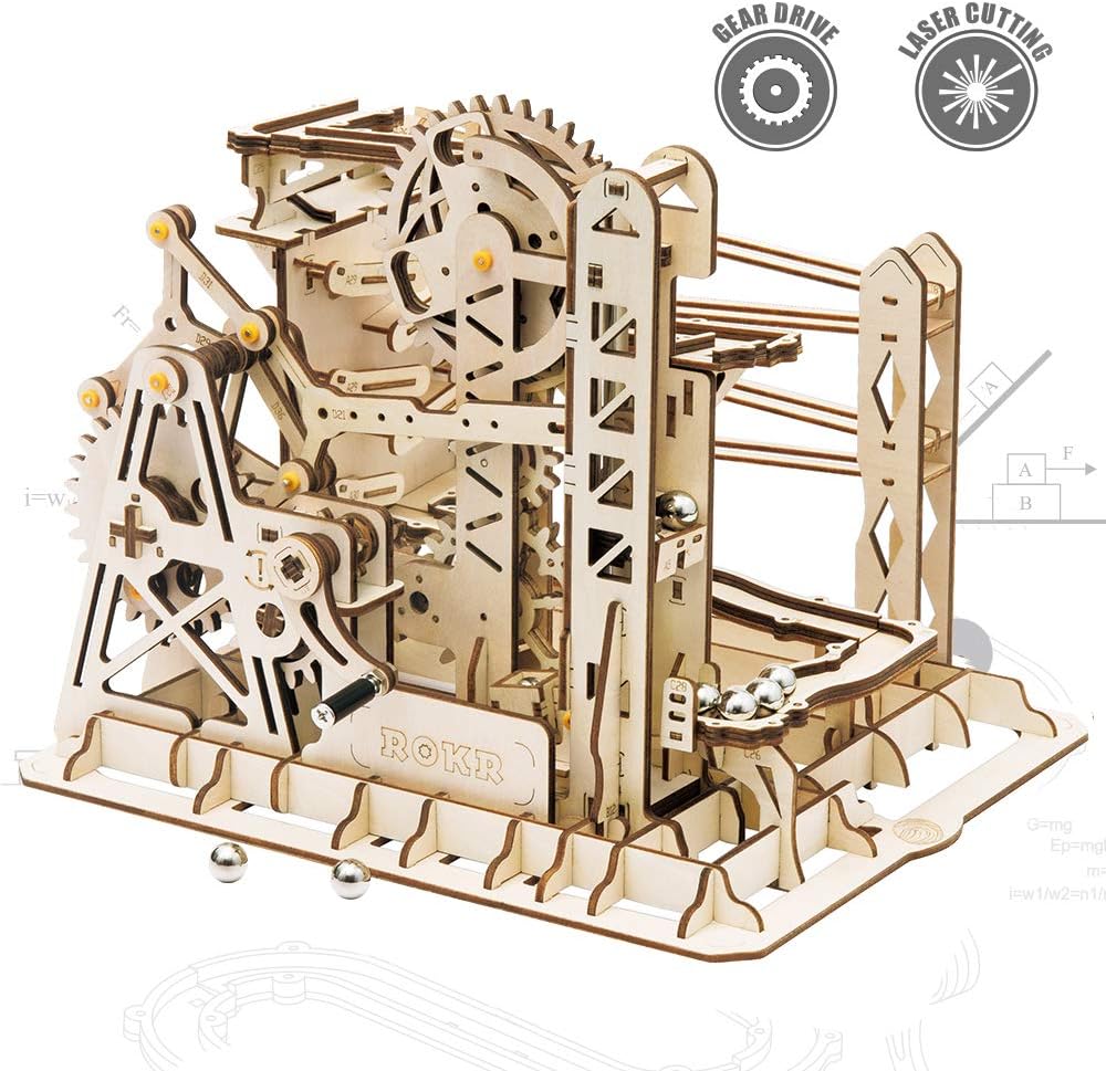 3D Wooden Puzzle Mechanical Gears Marble Run Model Kit E633