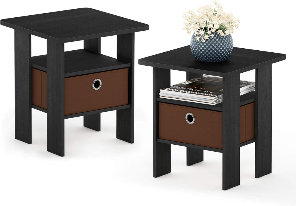 2-Pack Bin Drawer End Table Americano/Medium Brown & End Table French Oak Grey B85503