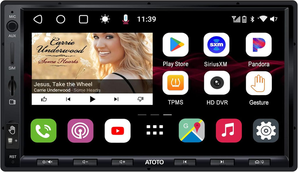 7 Inch Double Din Car Stereo with Wireless CarPlay and Android Auto P775142