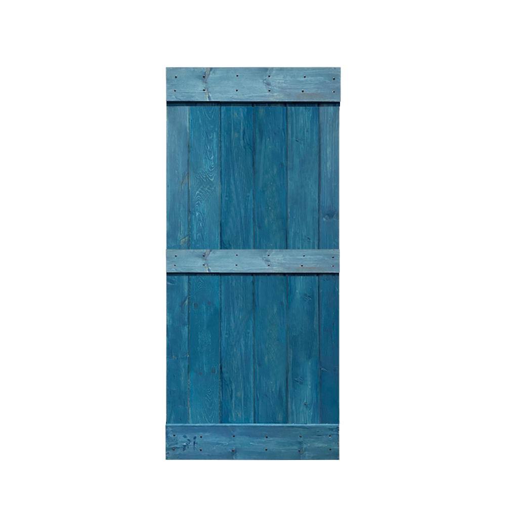 Stained Solid Wood Interior Sliding Barn Door - Ocean Blue - 36 x 84 C493107