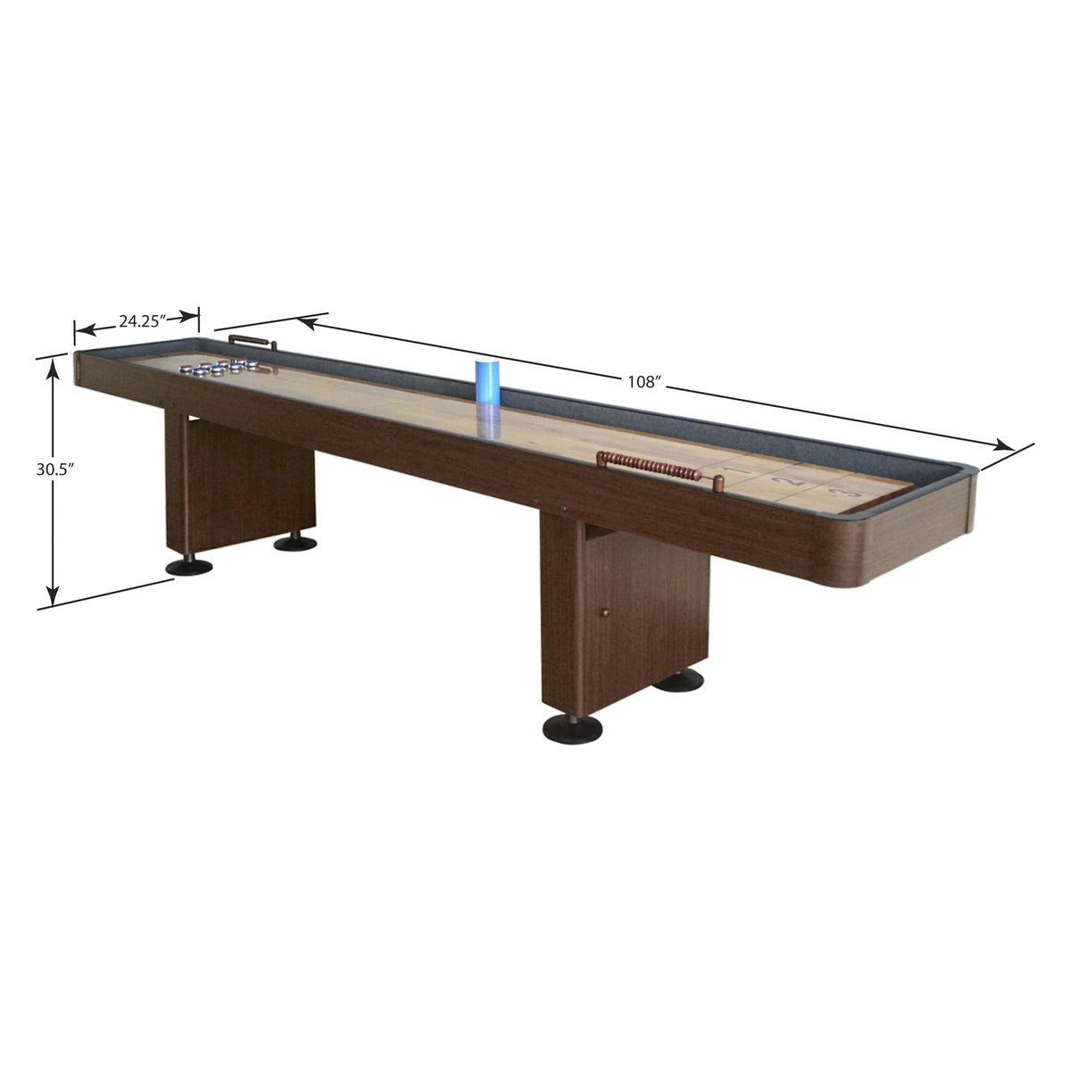 Walnut Finish Hardwood Shuffleboard Table with Storage Cabinets F33183