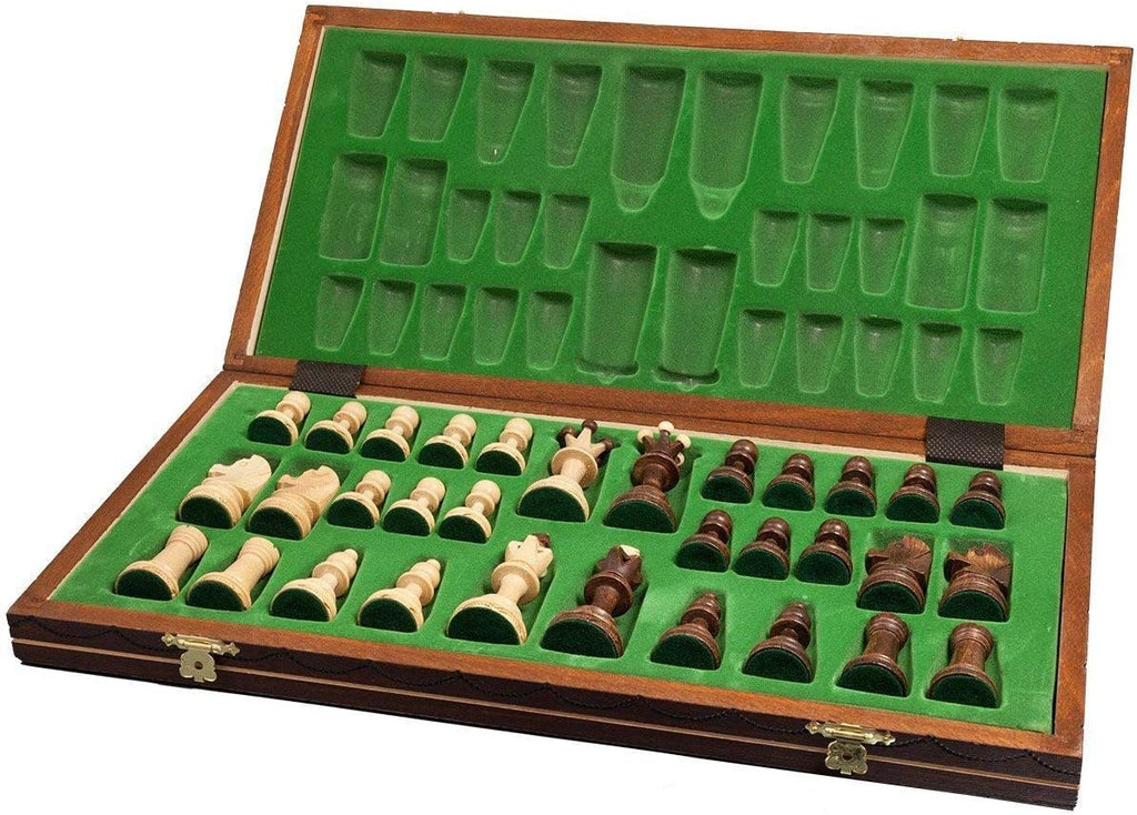 Handmade Wooden Chess Set with 16 Inch Board and Hand Carved Chess Pieces H67107