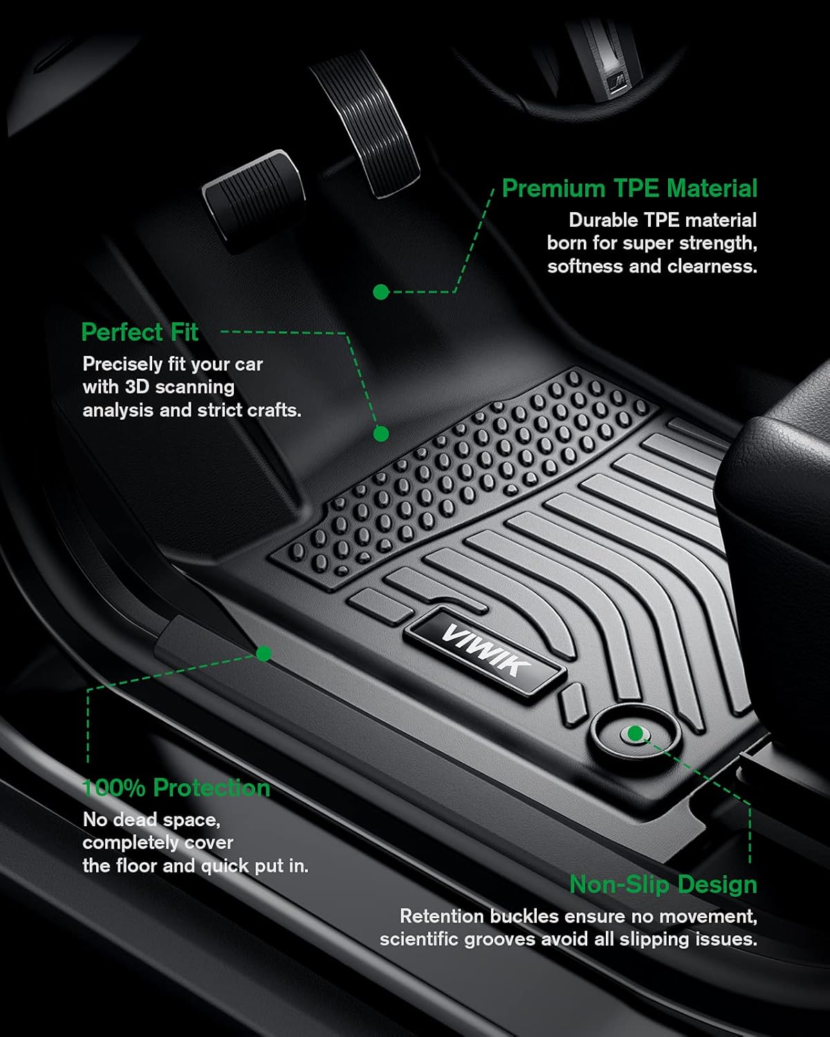 Black TPE Car Floor Mats Full Set Z76784