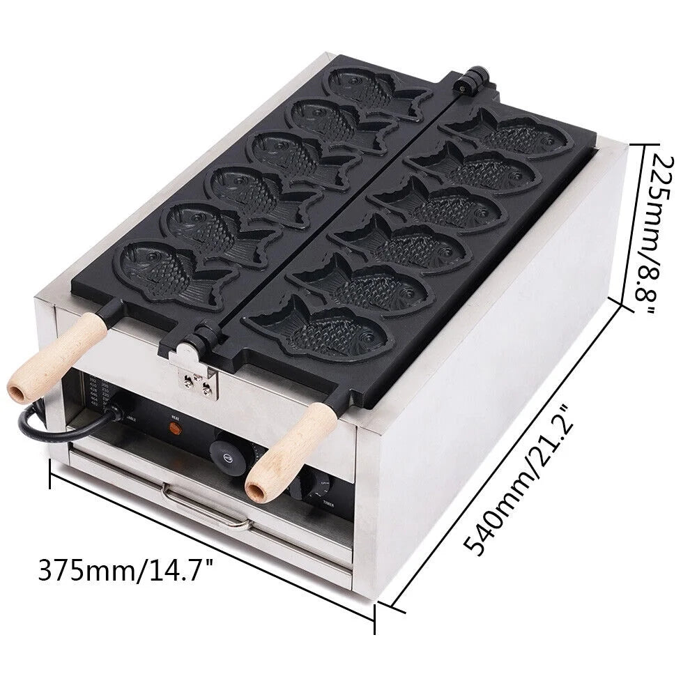 6Pcs Non-stick Stainless Steel Fish Waffle Maker K629303