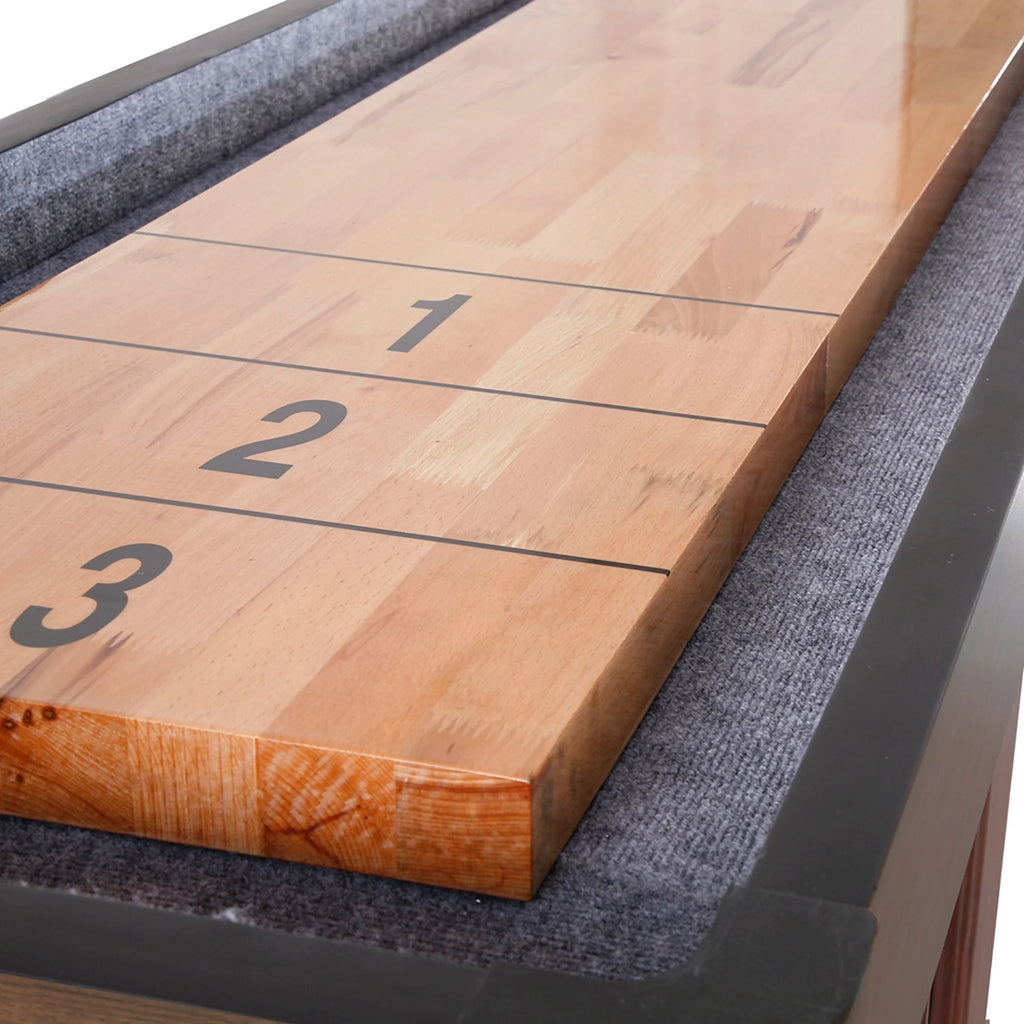 Walnut Finish Hardwood Shuffleboard Table with Storage Cabinets F33183