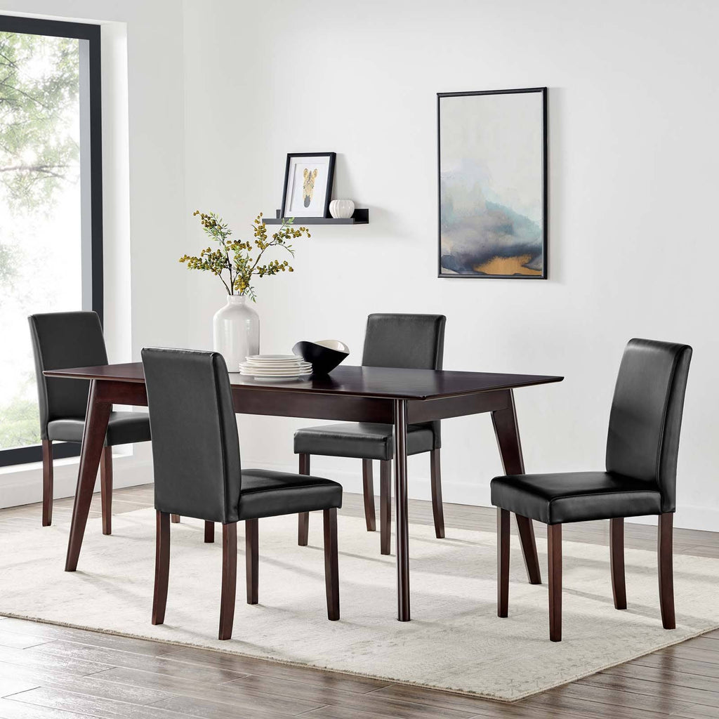 5 Piece Faux Leather Dining Set Cappuccino Black V677154