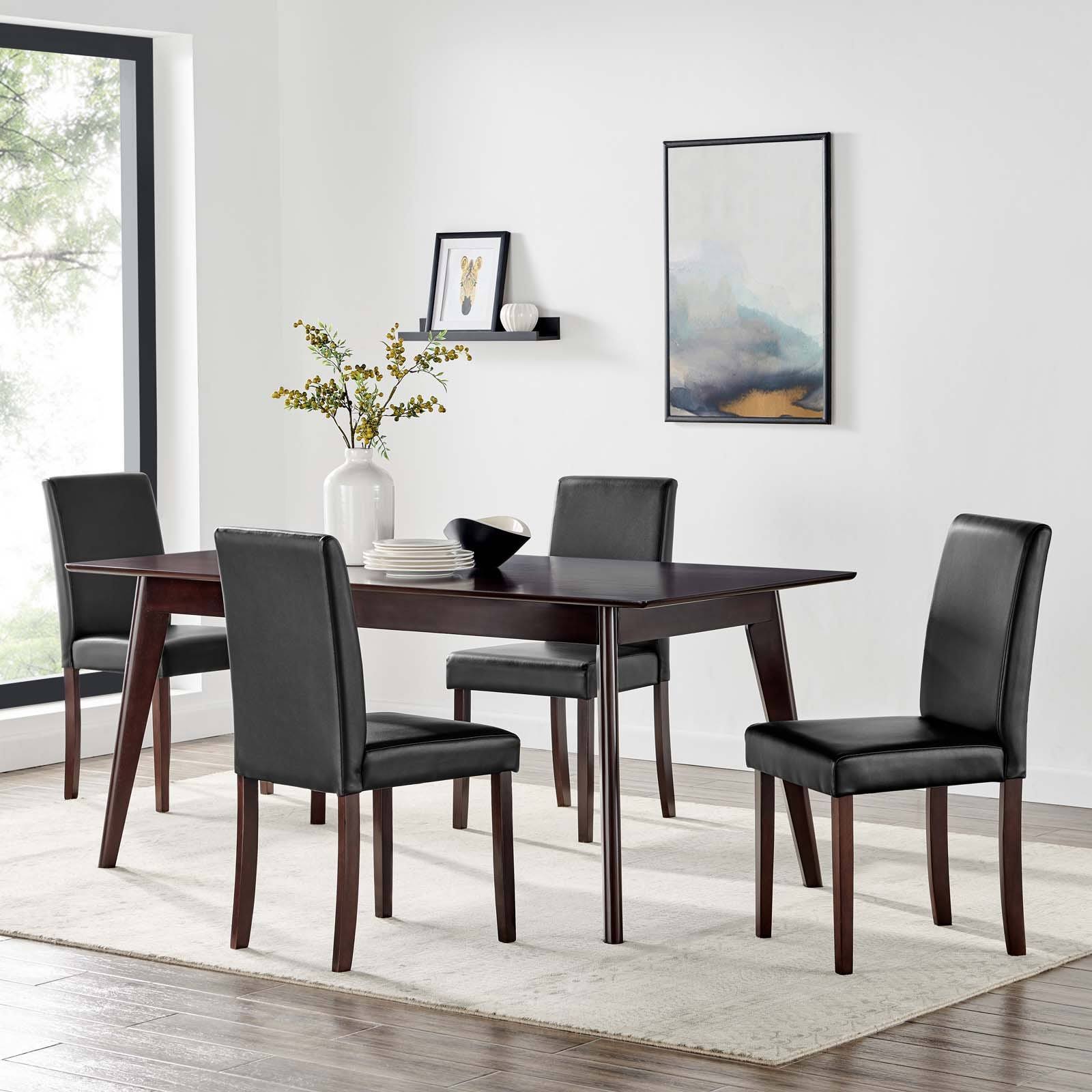 5 Piece Faux Leather Dining Set Cappuccino Black V677154
