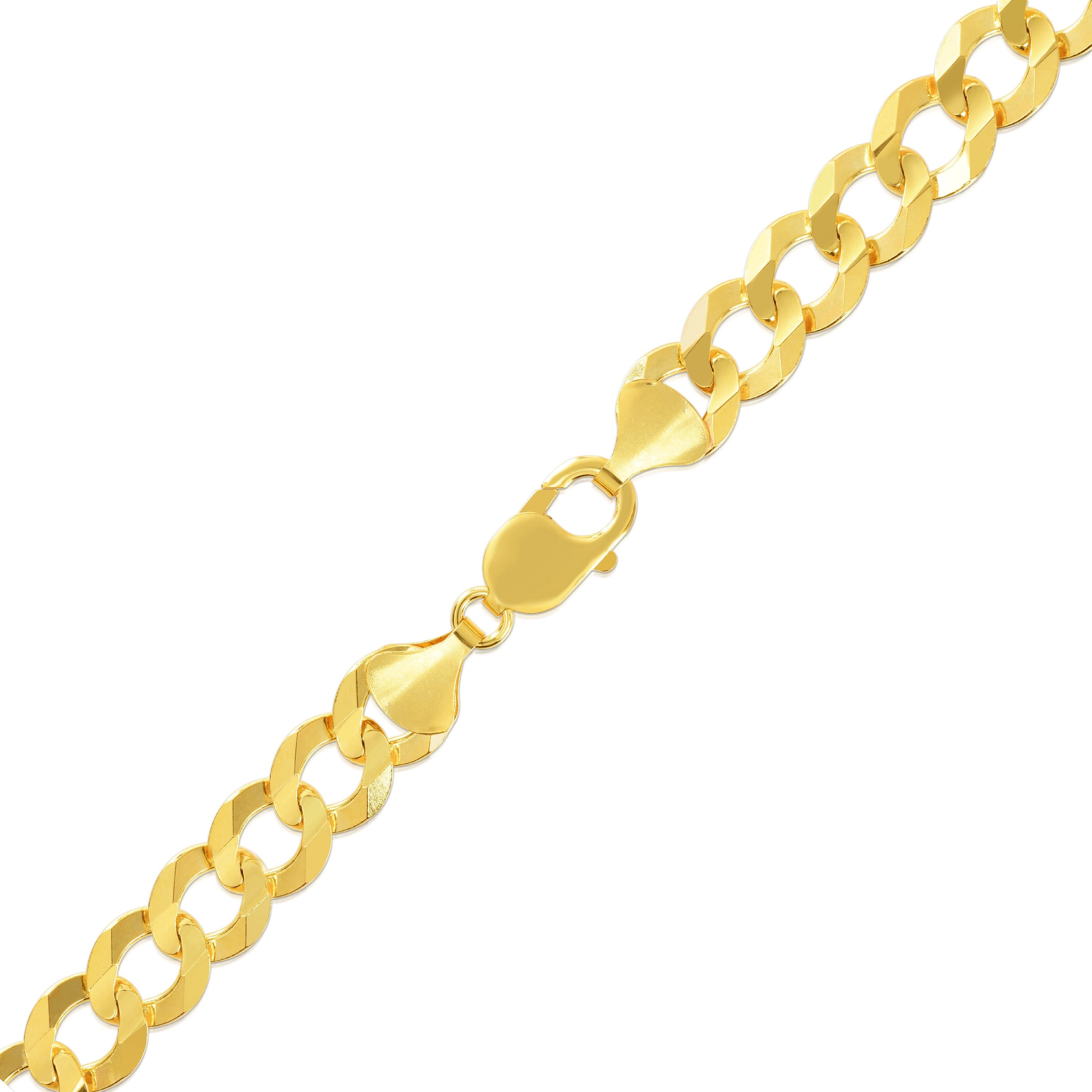 10k Yellow Gold Mens Solid Curb Chain Necklace 10mm C6470