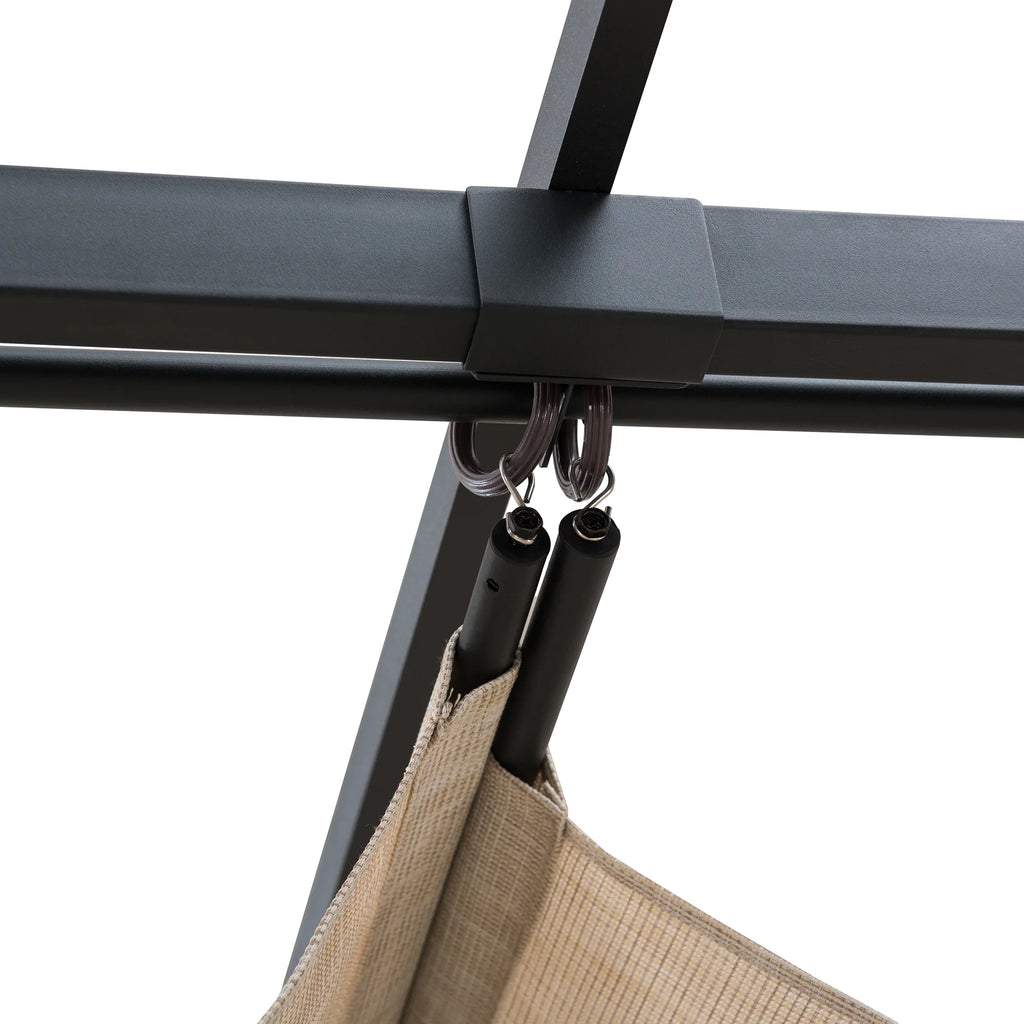 Black Steel Pergola with Adjustable Beige Shade Y160561