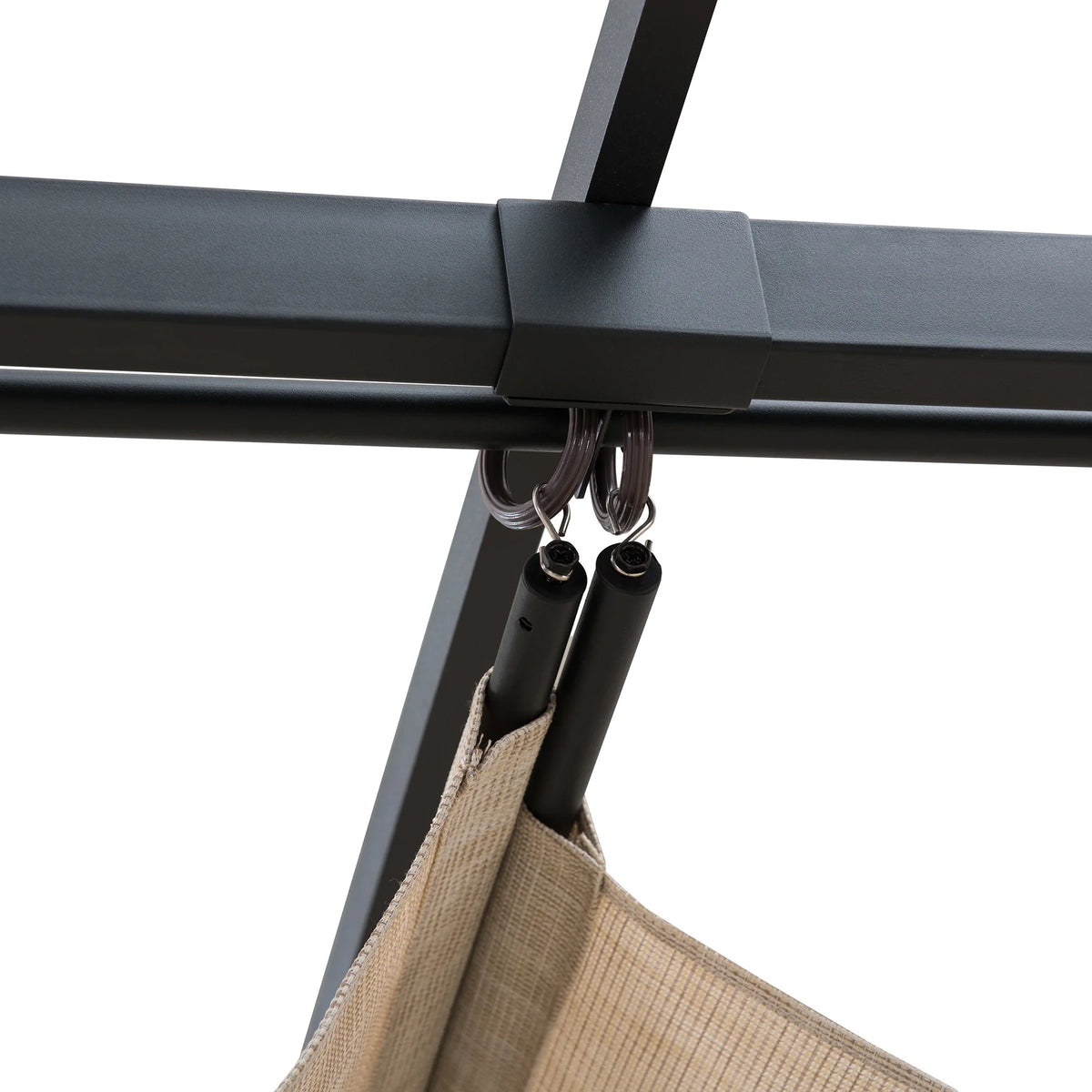 Black Steel Pergola with Adjustable Beige Shade Y160561