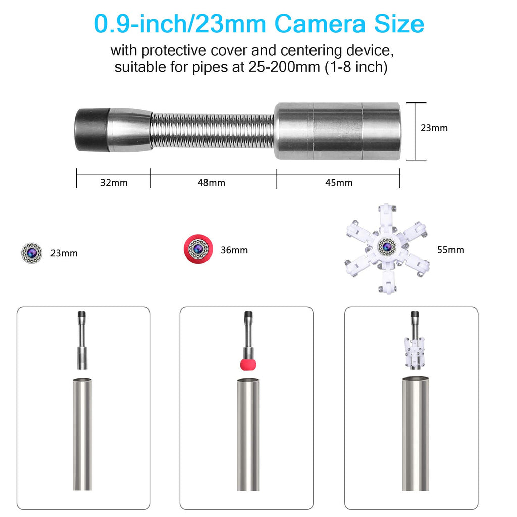 Sewer Camera with Distance Counter and DVR, Pipe Inspection Camera Video System IP68 Waterproof 7TFT Monitor 30M/100ft (8GB SD Card Include) X853995