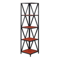 Cherry/Black Metal 5 Tier Corner Bookcase J913