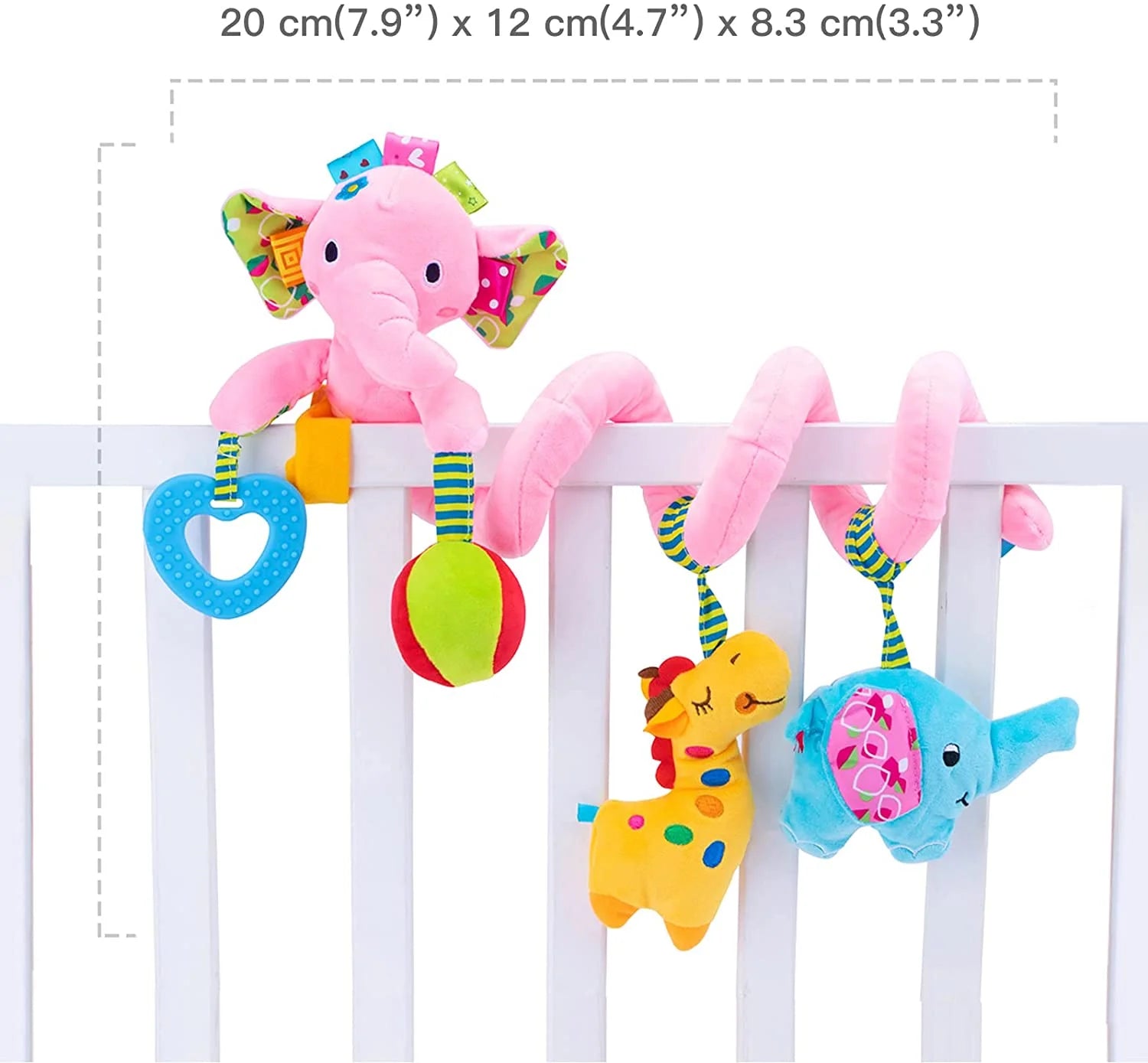 Pink Elephant Hanging Plush Rattles Crib Toy J606