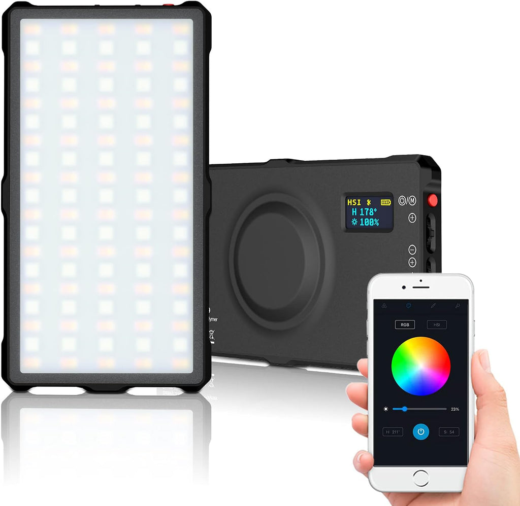 RGB Photography Light with App Control, Magnetic, 360° Full Color, 3200-7500K Adjustable, Stepless Dimming W308