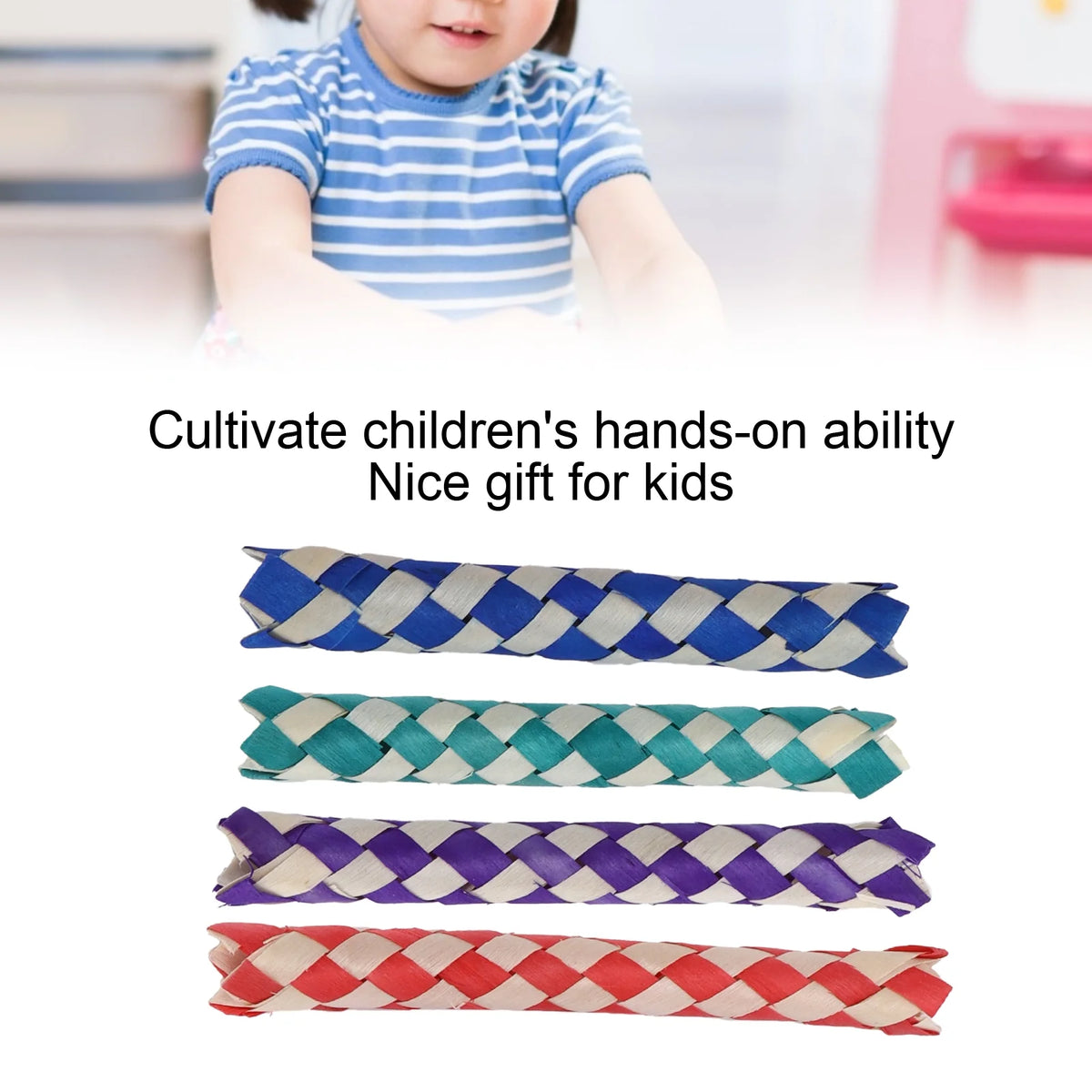 Classic Chinese Bamboo Finger Traps, Bulk Pack of 24, Assorted Colors E35363